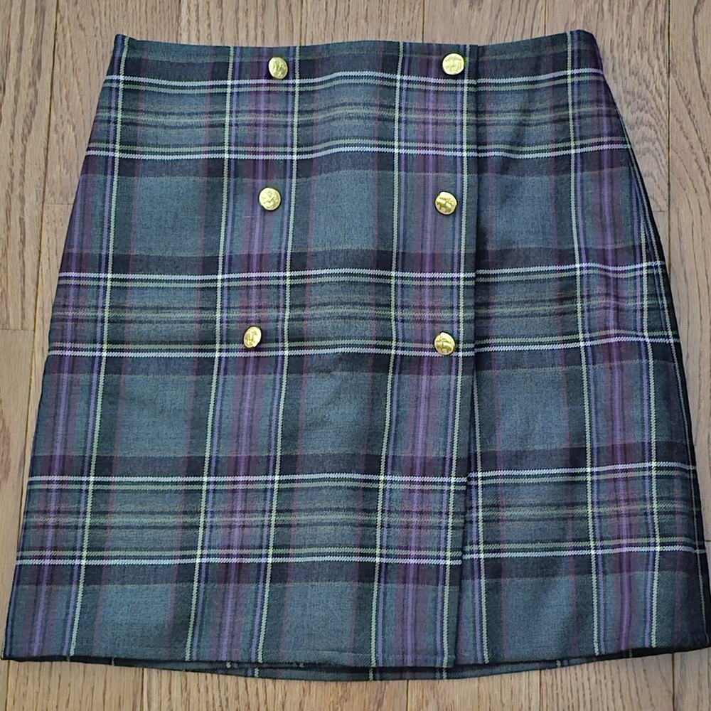 Brooks Brothers Green and Purple Plaid Mini Skirt Size XS